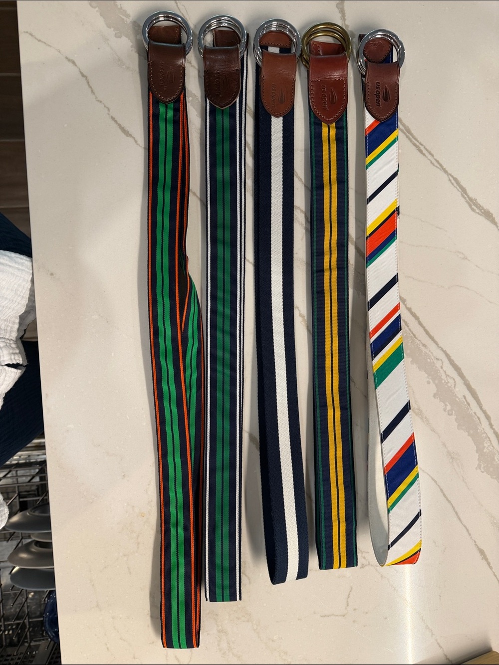 Striped Canvas D-Ring Belt - Multicolor
